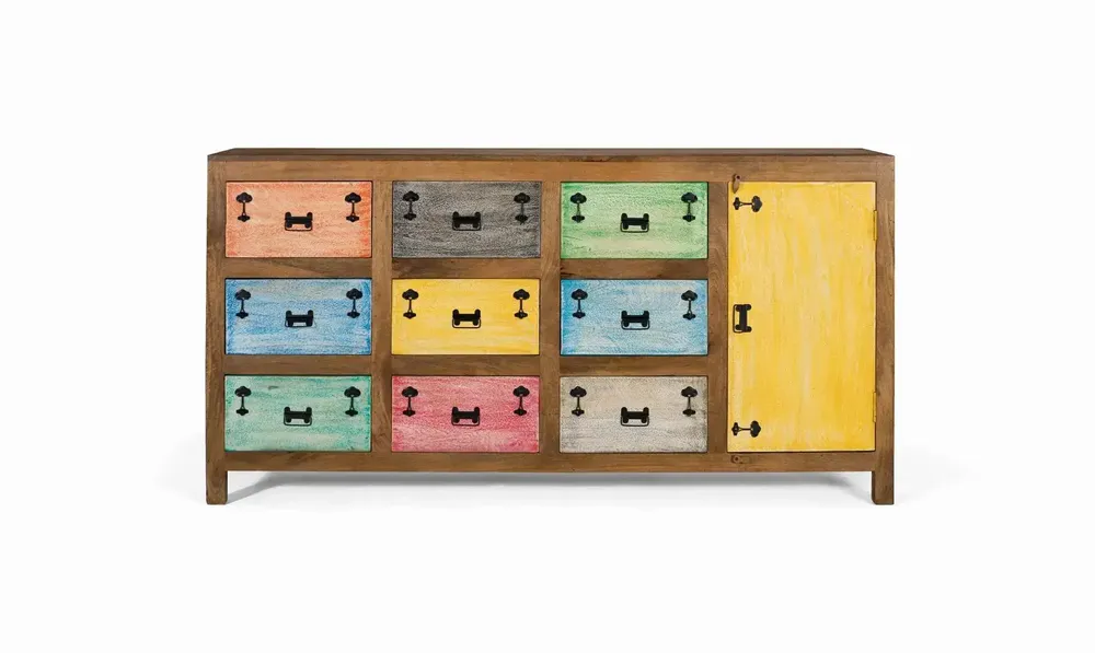 Sideboards - 9-drawer sideboard in multicolor solid wood - GINER Y COLOMER