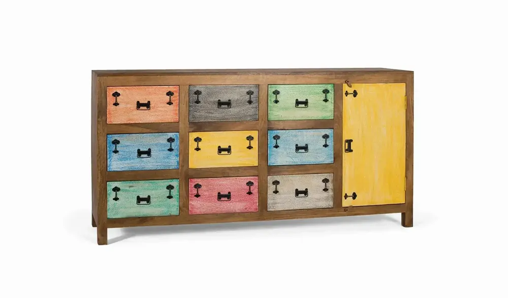 Sideboards - 9-drawer sideboard in multicolor solid wood - GINER Y COLOMER