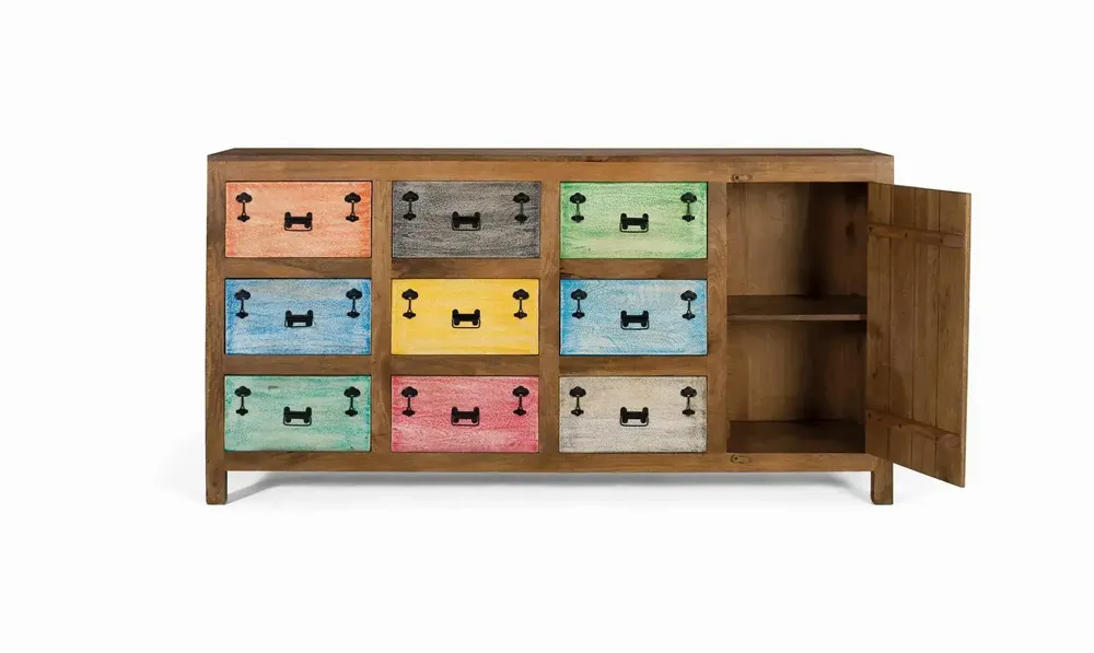 Sideboards - 9-drawer sideboard in multicolor solid wood - GINER Y COLOMER