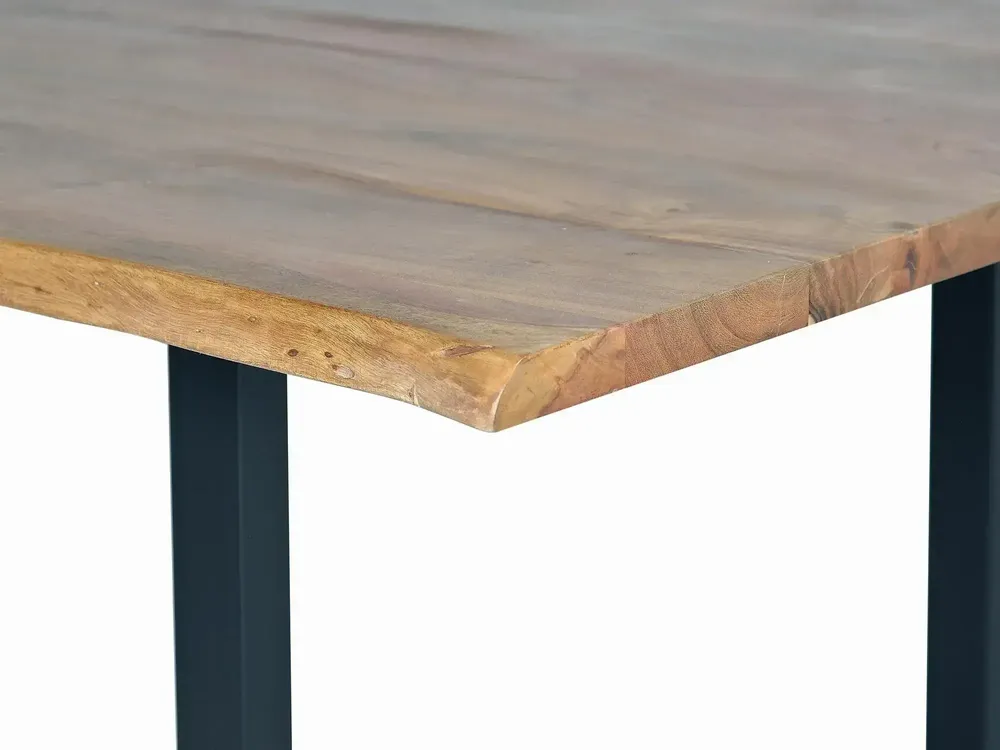 Tables Salle à Manger - Table à manger en bois d'acacia naturel et pieds en métal noir - GINER Y COLOMER