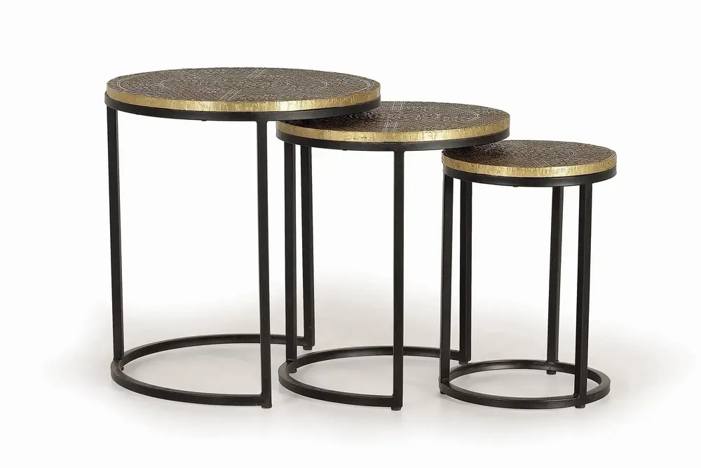 Tables basses - Lot de 3 tables plateau bronze et piètement métal - GINER Y COLOMER