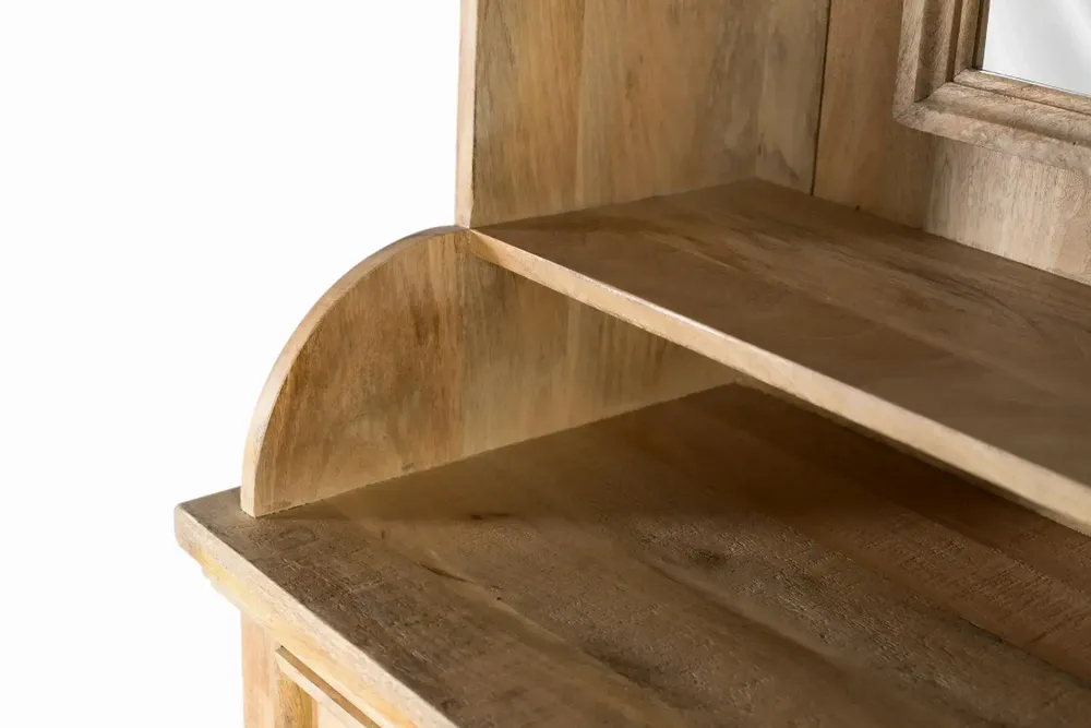 Sideboards - Mango wood wine rack with central mirror - GINER Y COLOMER
