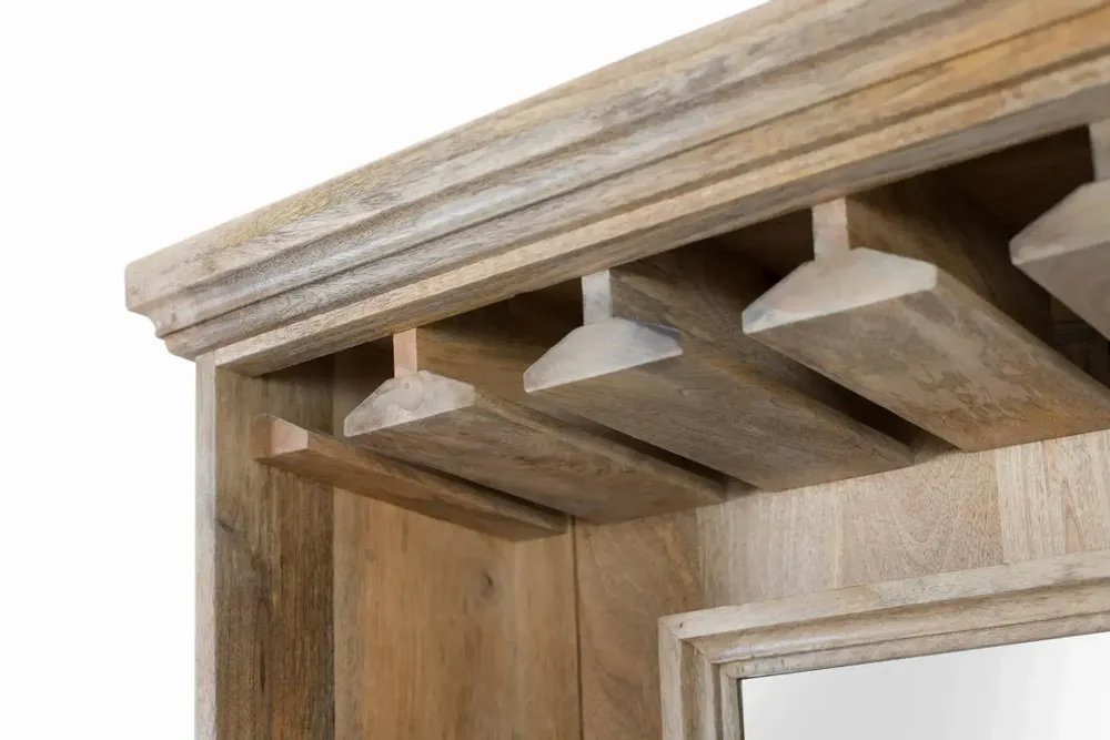Sideboards - Mango wood wine rack with central mirror - GINER Y COLOMER