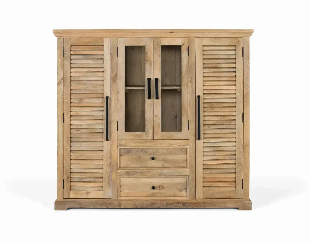 Wardrobe - Solid mango wood cabinet with two central doors - GINER Y COLOMER