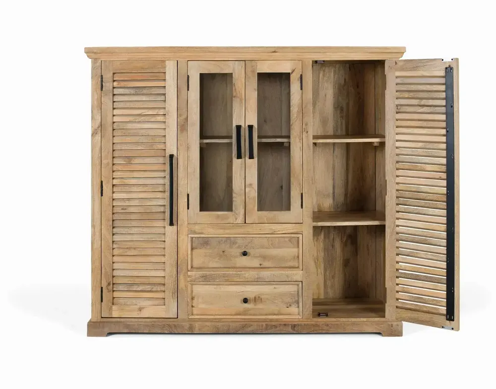 Wardrobe - Solid mango wood cabinet with two central doors - GINER Y COLOMER
