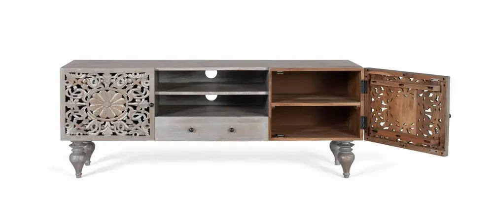 Meubles TV - Meuble TV en bois de manguier massif 150 cm - GINER Y COLOMER