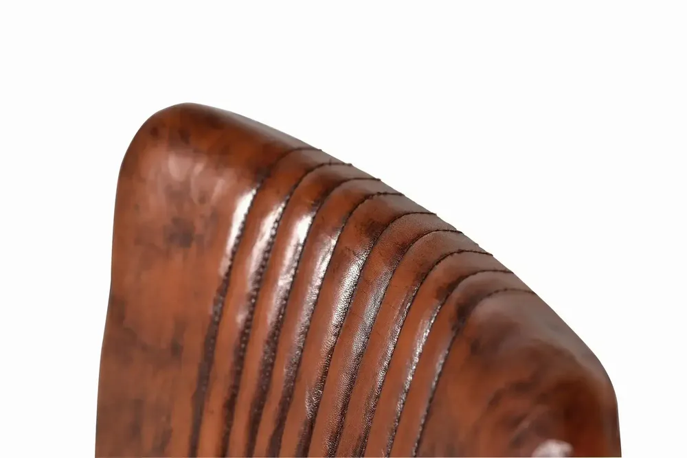 Chaises - Chaise recouverte de cuir marron naturel et pieds en métal - GINER Y COLOMER