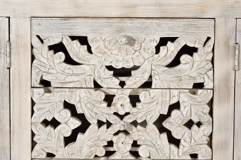 Buffets - Buffet en manguier et pieds en métal blanc vieilli - GINER Y COLOMER