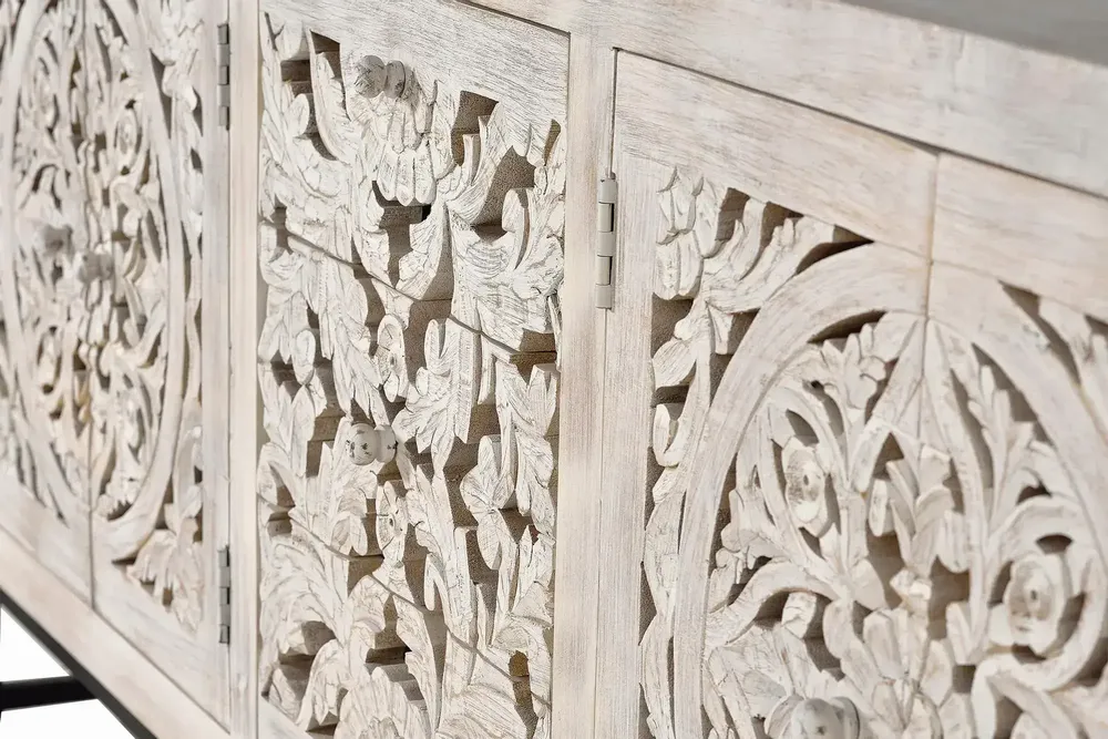 Buffets - Buffet en manguier et pieds en métal blanc vieilli - GINER Y COLOMER