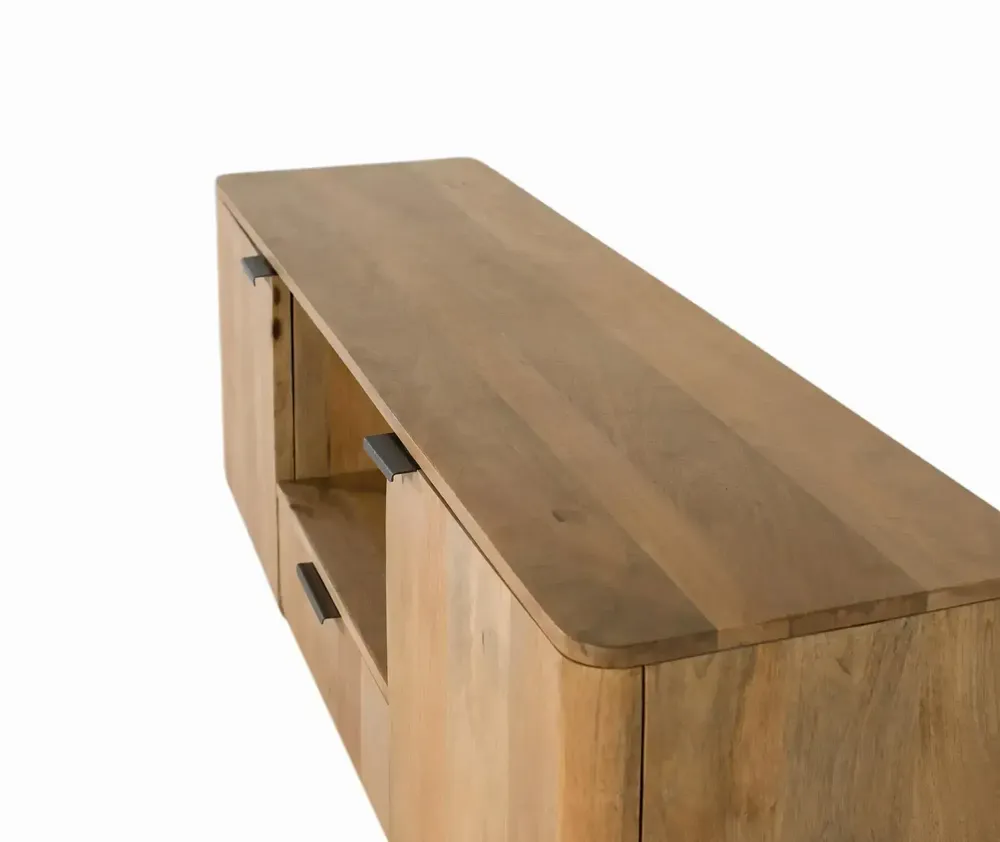 TV stands - Mango wood TV cabinet with rounded corners - GINER Y COLOMER