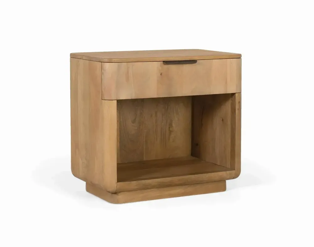 Night tables - Mango wood bedside table with rounded corners - GINER Y COLOMER