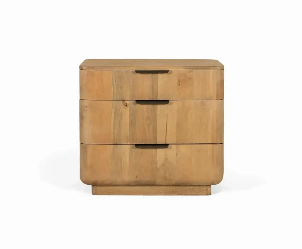 Night tables - Mango wood bedside table with rounded corners - GINER Y COLOMER