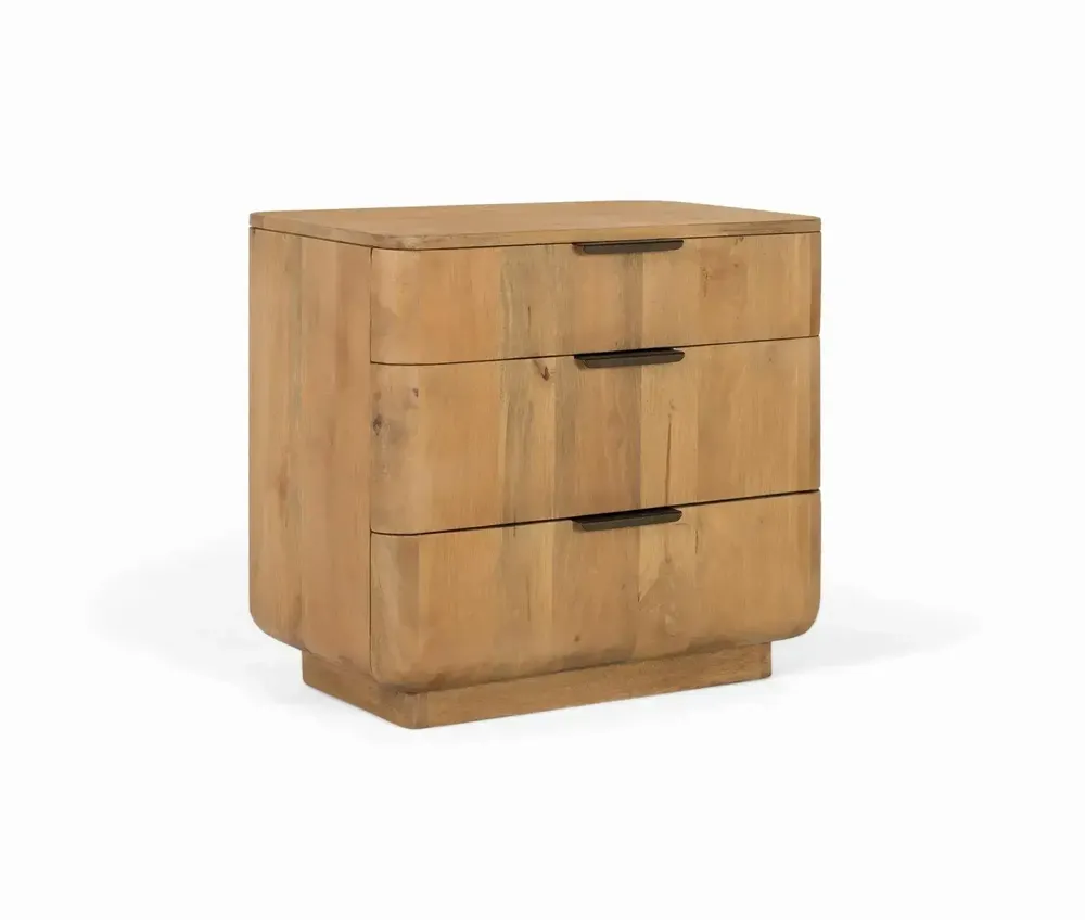 Night tables - Mango wood bedside table with rounded corners - GINER Y COLOMER