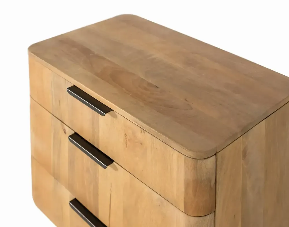 Night tables - Mango wood bedside table with rounded corners - GINER Y COLOMER