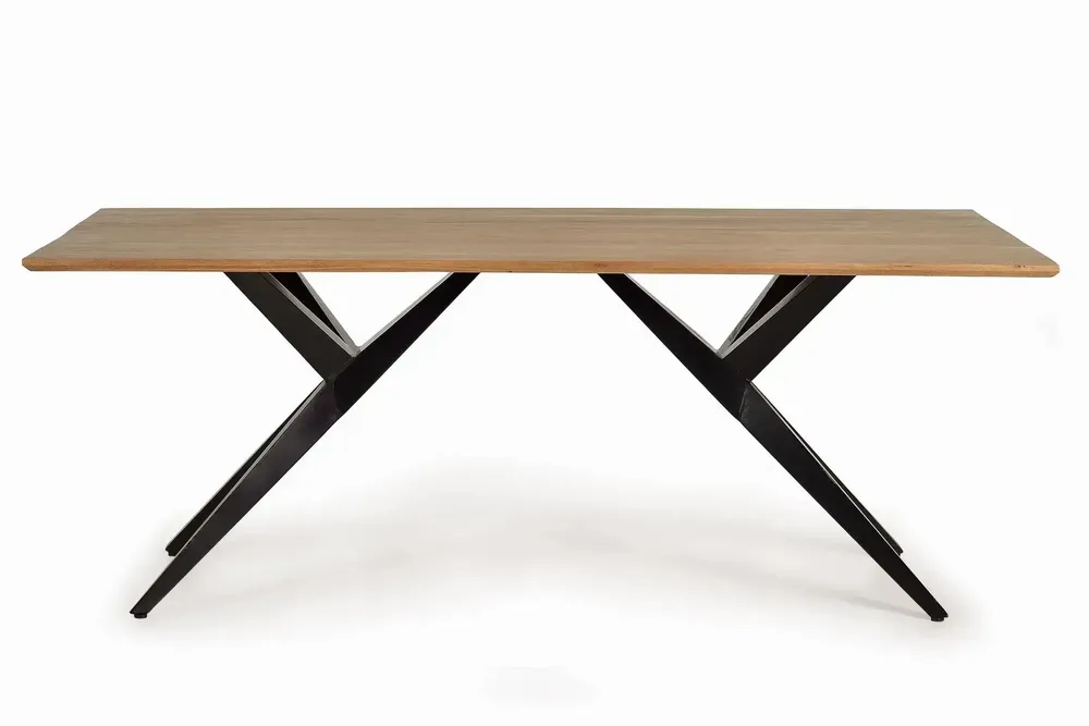 Tables Salle à Manger - Table à manger en bois d'acacia naturel et details en métal - GINER Y COLOMER