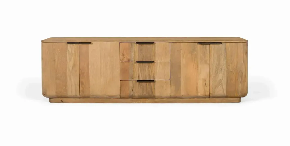 Sideboards - Natural colored mango wood sideboard with rounded corners - GINER Y COLOMER
