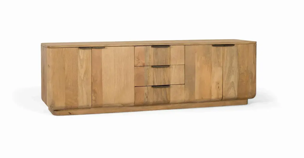 Sideboards - Natural colored mango wood sideboard with rounded corners - GINER Y COLOMER
