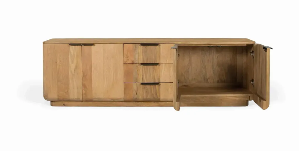Sideboards - Natural colored mango wood sideboard with rounded corners - GINER Y COLOMER