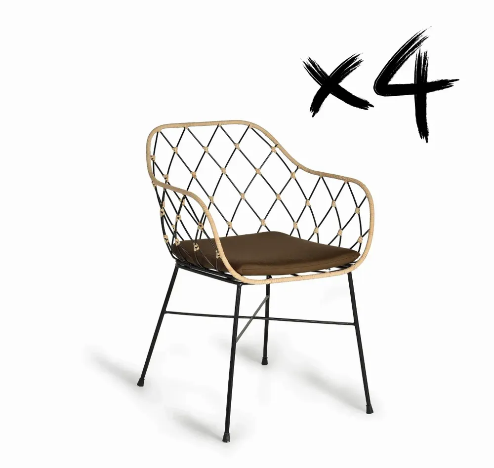 Armchairs - Set of 4 rattan armchairs and metal legs - GINER Y COLOMER