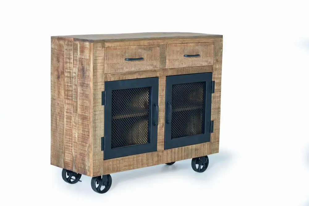 Sideboards - Sideboard in mango wood and natural metal - GINER Y COLOMER