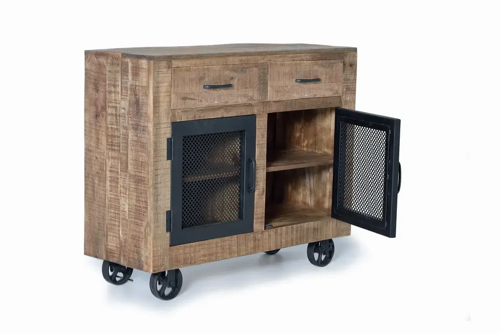 Sideboards - Sideboard in mango wood and natural metal - GINER Y COLOMER