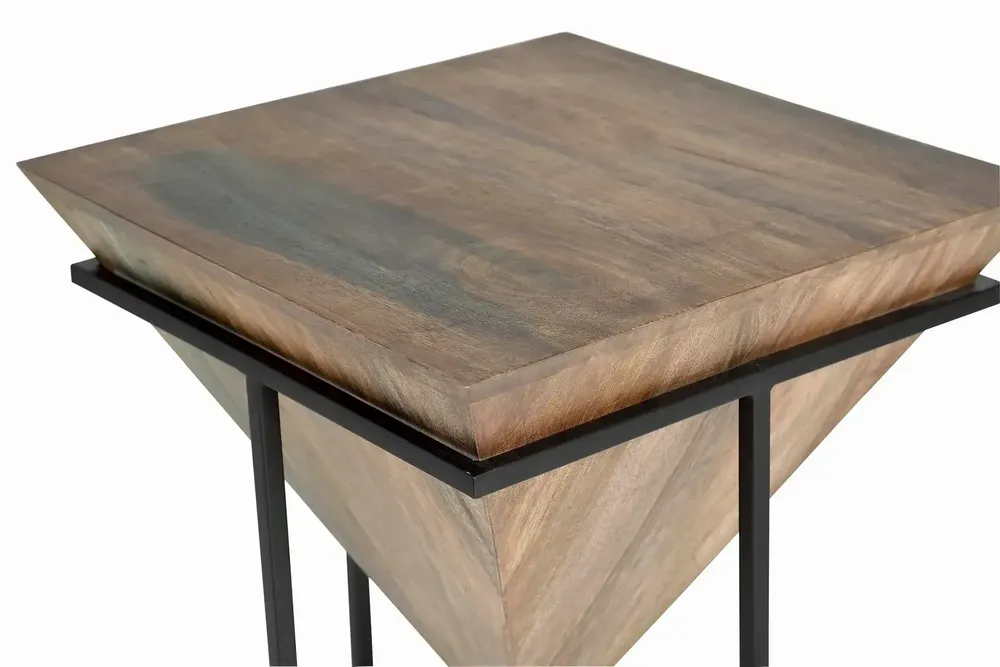 Tables basses - Table d'angle en bois de manguier en métal - GINER Y COLOMER