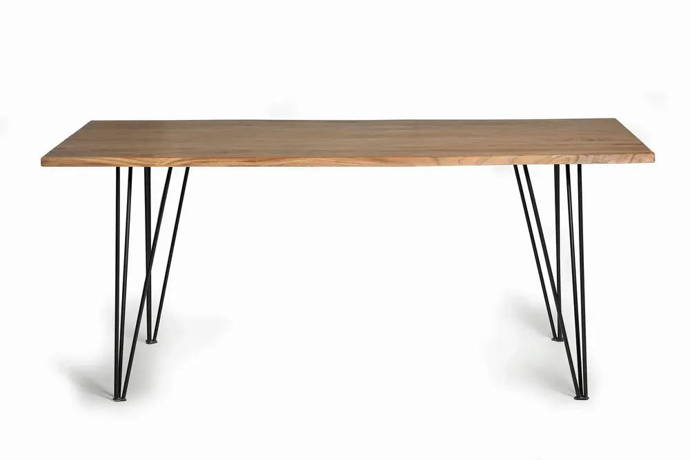 Tables Salle à Manger - Table à manger en bois d'acacia naturel et pieds en métal 10 places - GINER Y COLOMER