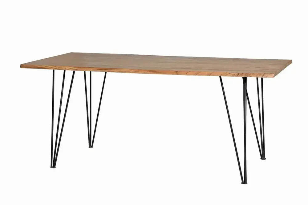 Tables Salle à Manger - Table à manger en bois d'acacia naturel et pieds en métal 10 places - GINER Y COLOMER
