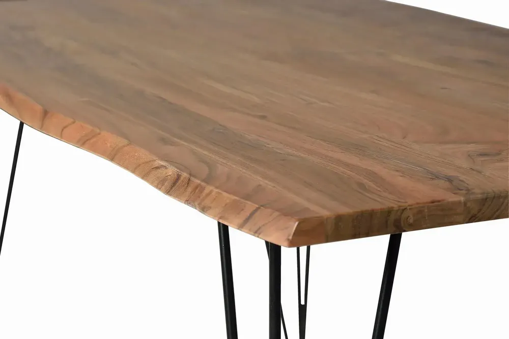 Tables Salle à Manger - Table à manger en bois d'acacia naturel et pieds en métal 10 places - GINER Y COLOMER
