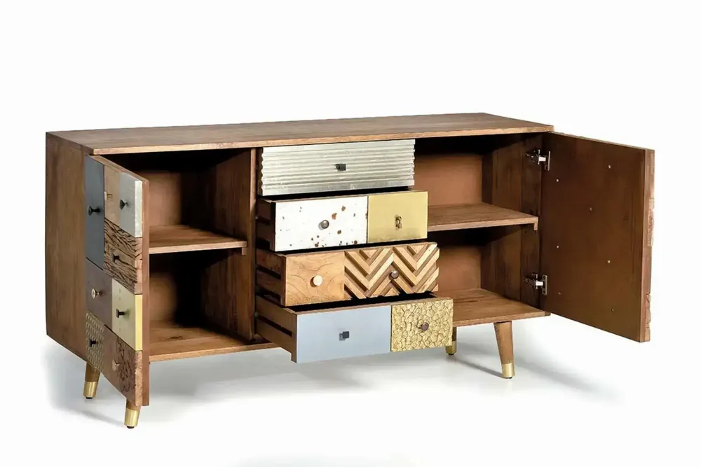 Sideboards - Sideboard in mango wood and multicolored details - GINER Y COLOMER