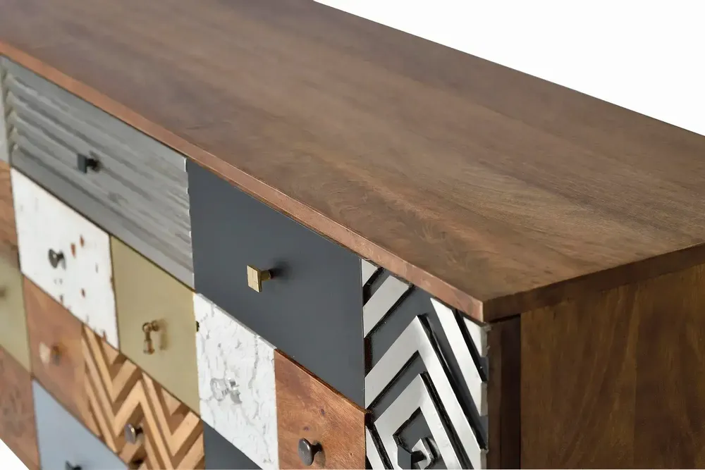 Sideboards - Sideboard in mango wood and multicolored details - GINER Y COLOMER