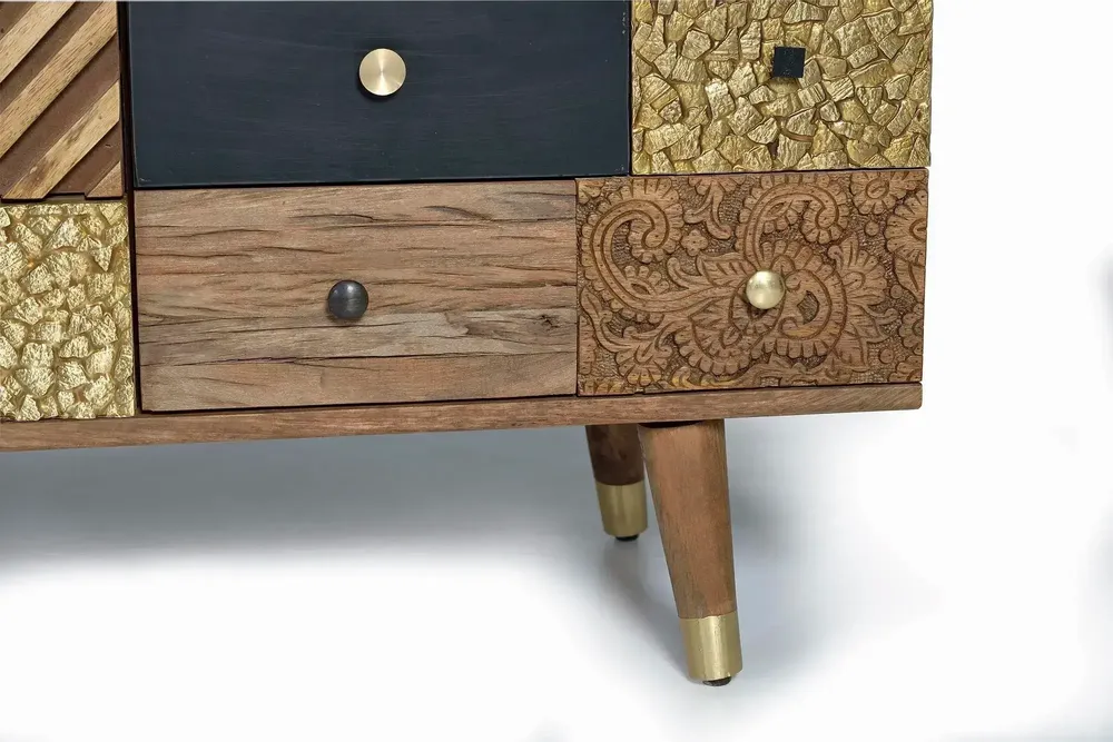 Sideboards - Sideboard in mango wood and multicolored details - GINER Y COLOMER