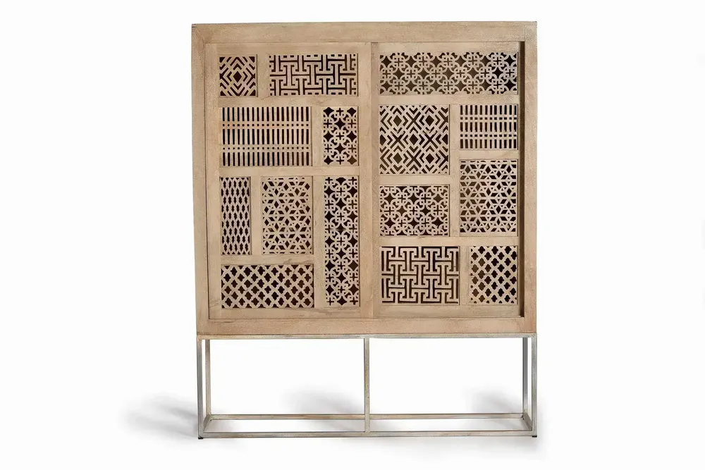 Sideboards - Showcase in teak wood and natural-colored metal legs - GINER Y COLOMER