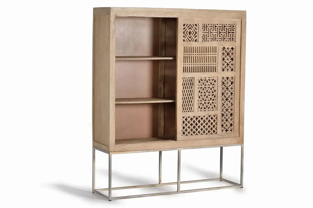 Sideboards - Showcase in teak wood and natural-colored metal legs - GINER Y COLOMER