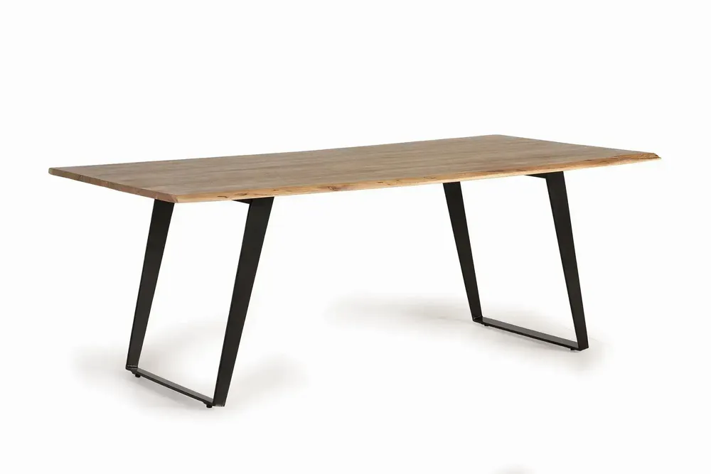Dining Tables - Dining table in natural acacia wood and black metal legs - GINER Y COLOMER