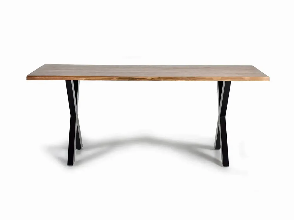 Tables Salle à Manger - Table à manger en bois d'acacia naturel et pieds en métal noir - GINER Y COLOMER