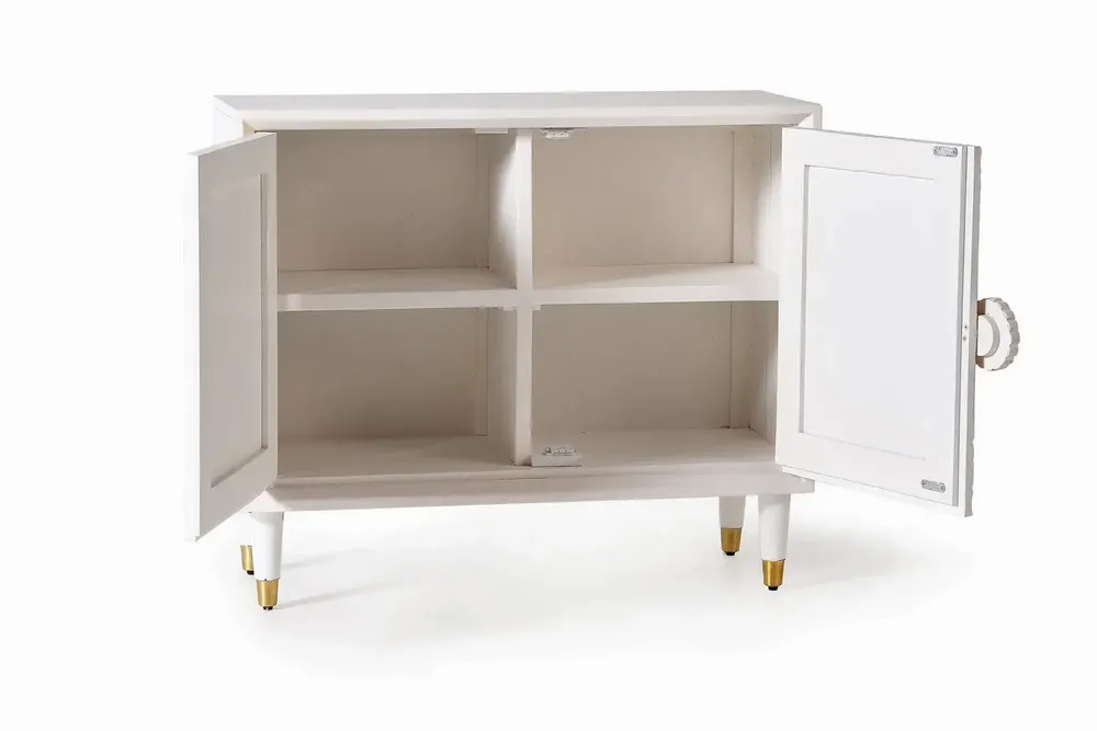 Sideboards - Sideboard in white mango wood and gold details - GINER Y COLOMER