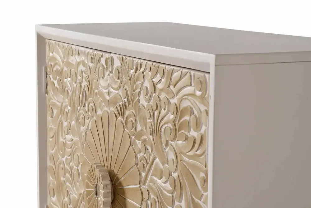 Sideboards - Sideboard in white mango wood and gold details - GINER Y COLOMER