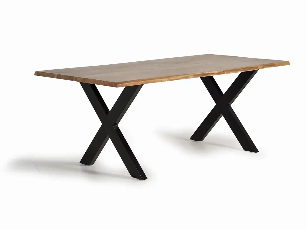 Tables Salle à Manger - Table en bois d'acacia et pieds en métal couleur naturelle - GINER Y COLOMER