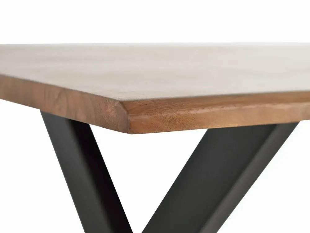 Tables Salle à Manger - Table en bois d'acacia et pieds en métal couleur naturelle - GINER Y COLOMER
