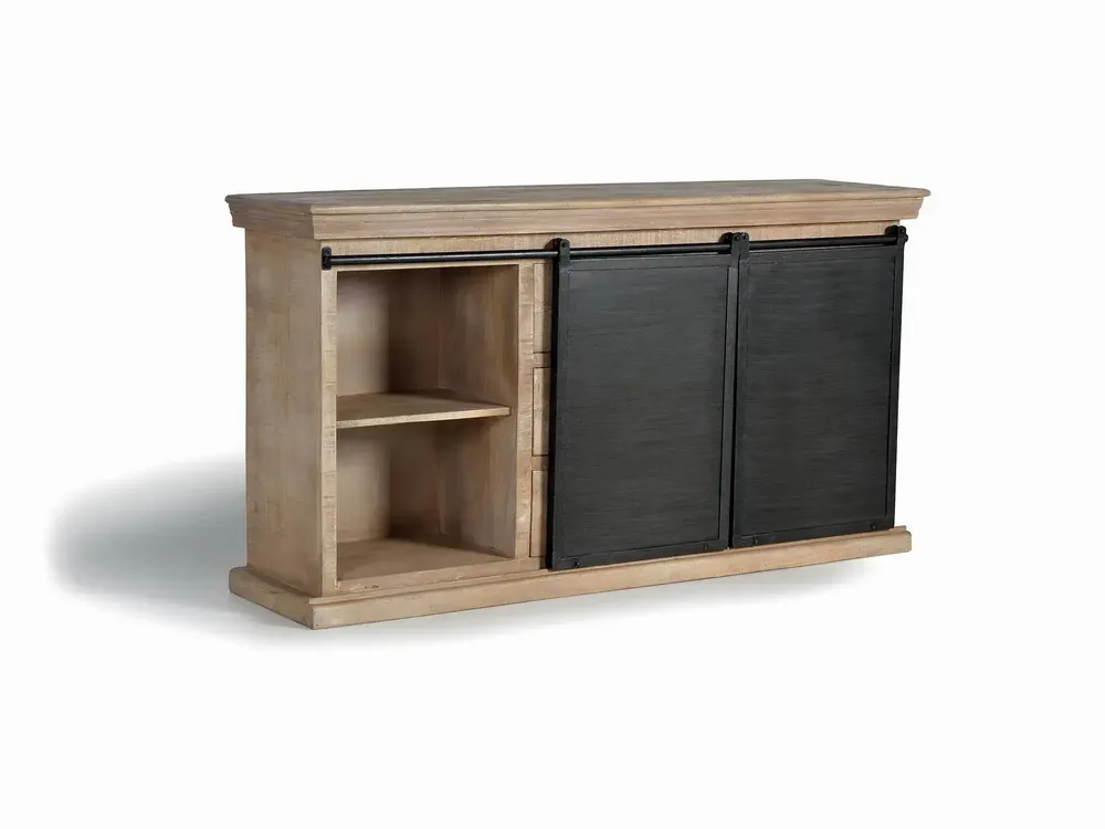 Sideboards - Industrial sideboard in mango wood and black metal details - GINER Y COLOMER