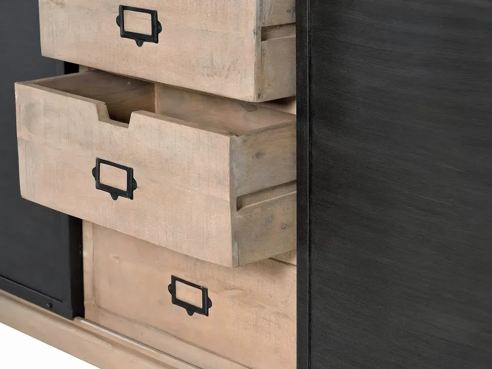 Sideboards - Industrial sideboard in mango wood and black metal details - GINER Y COLOMER