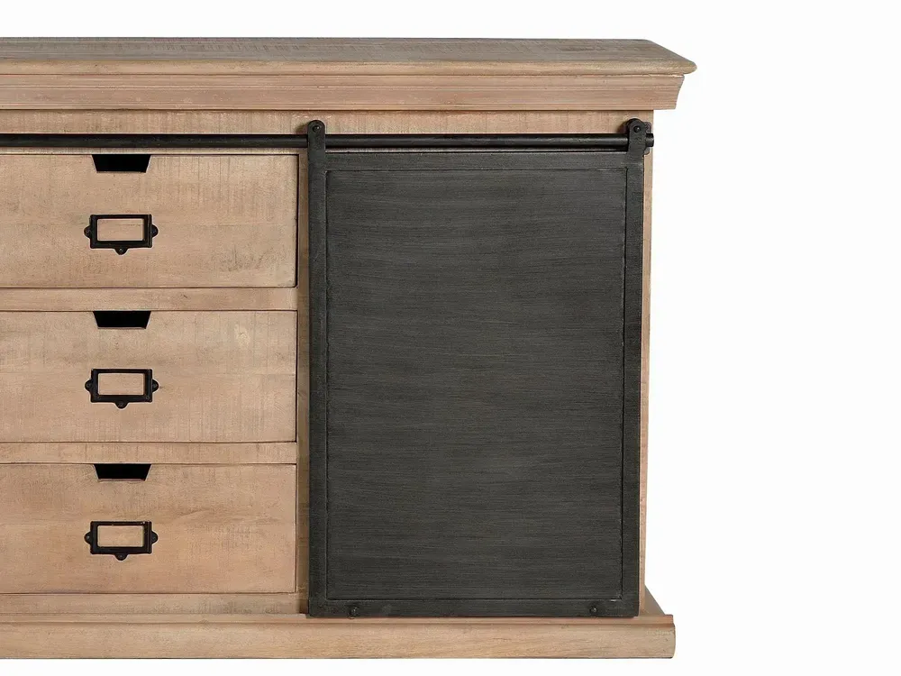 Sideboards - Industrial sideboard in mango wood and black metal details - GINER Y COLOMER