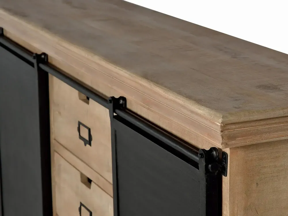 Sideboards - Industrial sideboard in mango wood and black metal details - GINER Y COLOMER