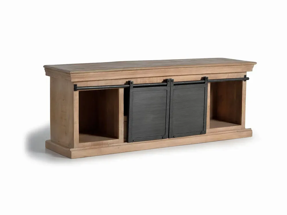 TV stands - TV cabinet in mango wood and legs in natural and gray metal - GINER Y COLOMER