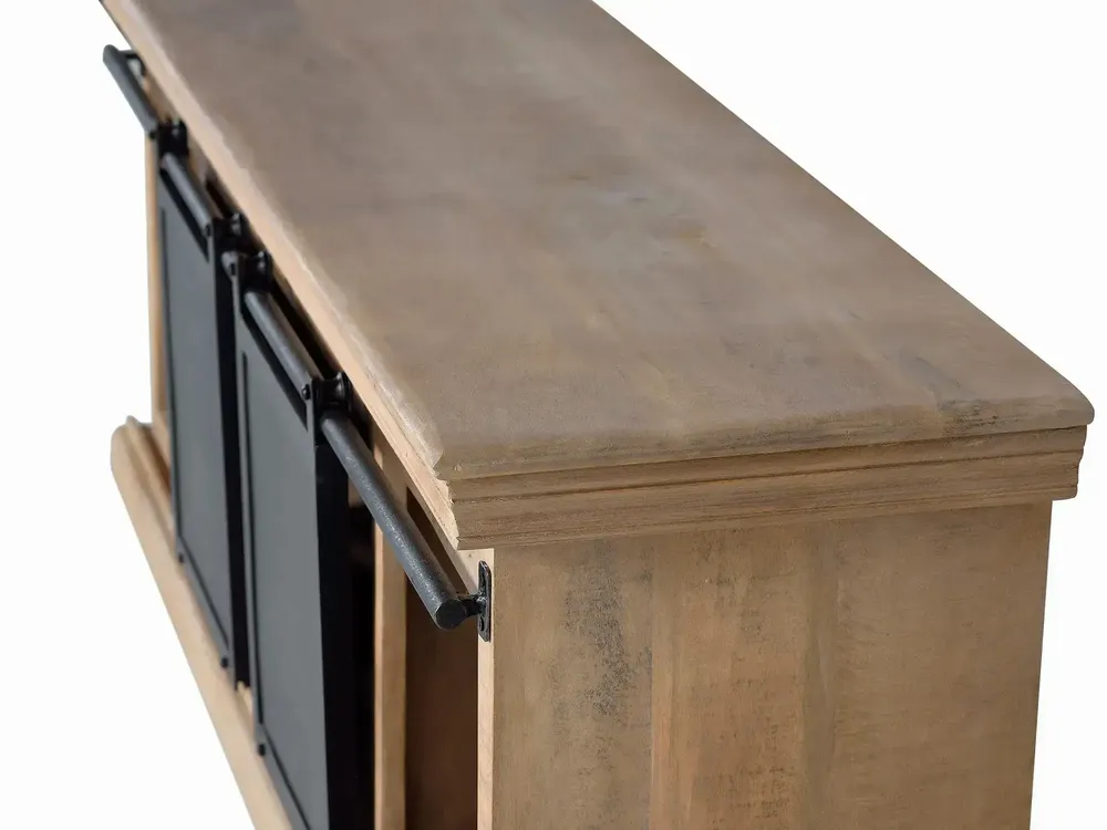 TV stands - TV cabinet in mango wood and legs in natural and gray metal - GINER Y COLOMER