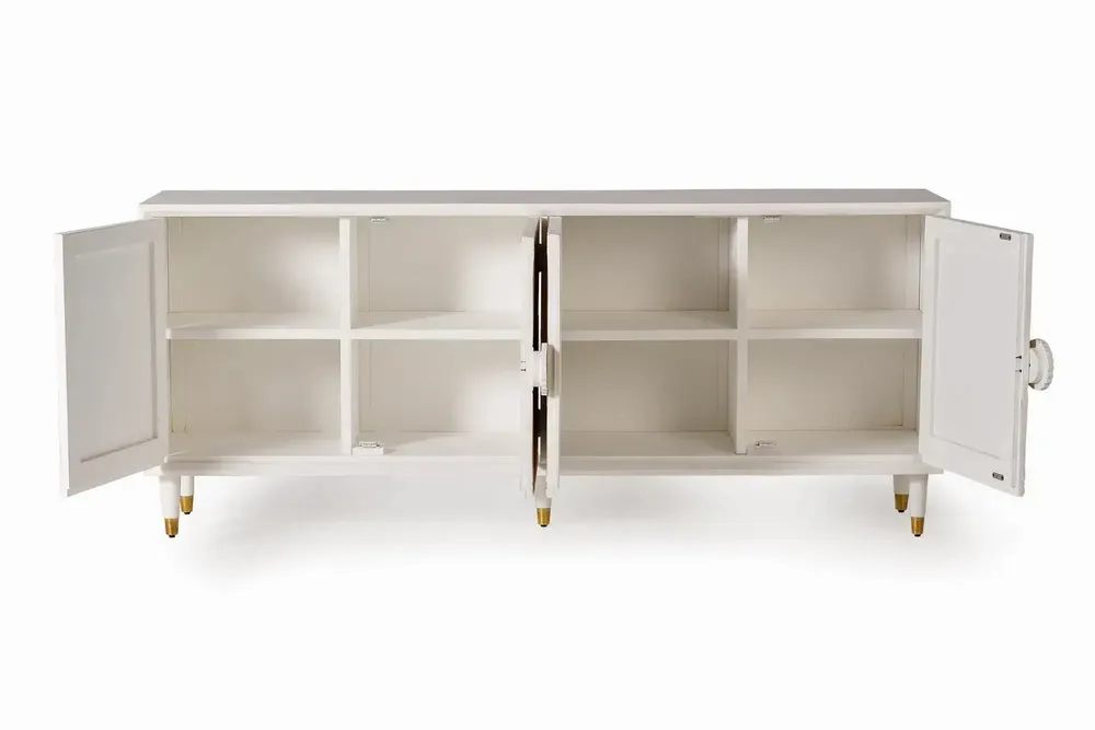 Sideboards - Mango wood sideboard with white gold details - GINER Y COLOMER
