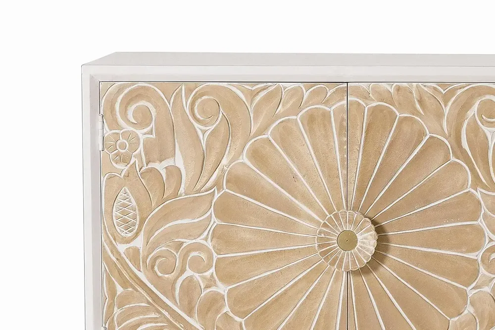 Sideboards - Mango wood sideboard with white gold details - GINER Y COLOMER