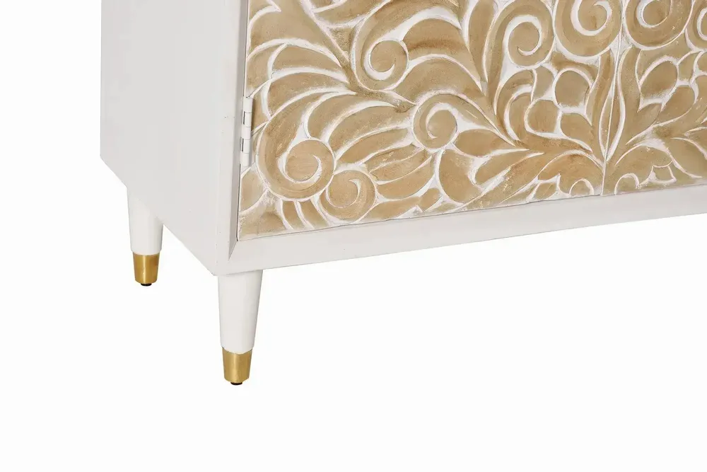 Sideboards - Mango wood sideboard with white gold details - GINER Y COLOMER