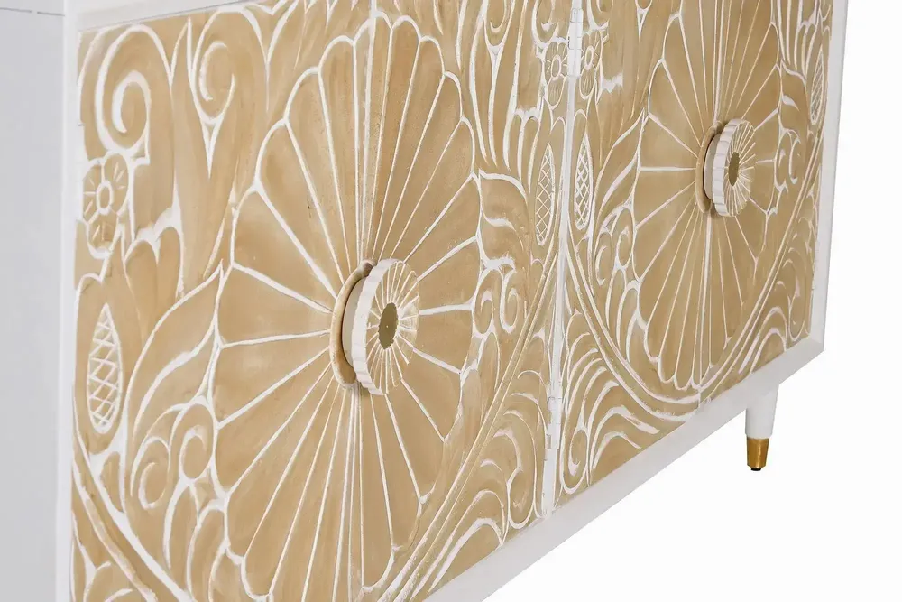 Sideboards - Mango wood sideboard with white gold details - GINER Y COLOMER